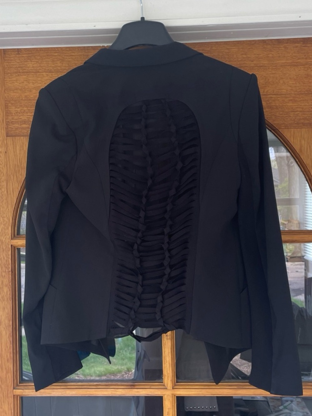 Bcbgmaxazria Patrick Black Shredded Tie Back Detail Blazer Size Medium
